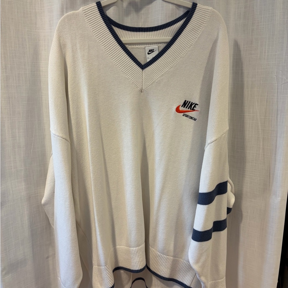Nike Men's Off-White V-Neck Sweater